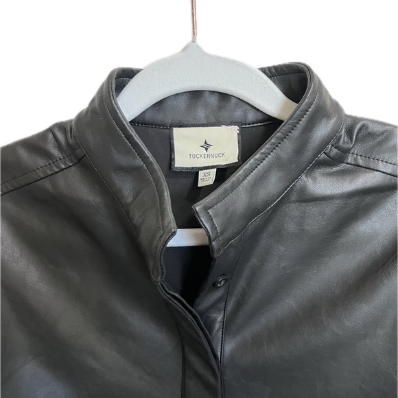 Tuckernuck Black Leather Trapunto Stitch Sofia Shirt - Size XS - Picture 9 of 9
